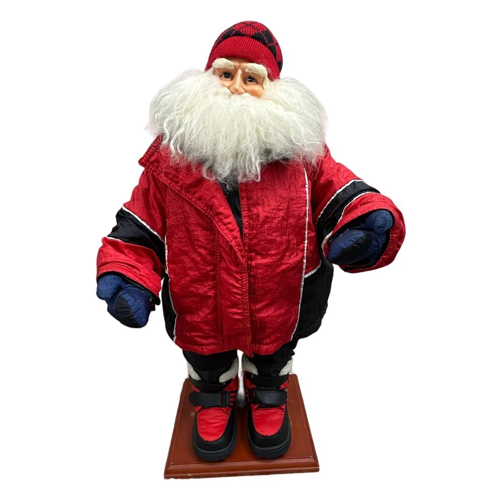 Vintage Santa Claus Figure Decoration Posable Doll Christmas Jacket Boots 24"